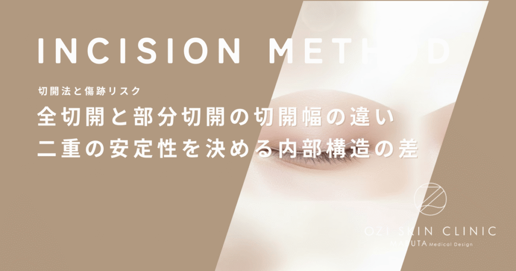 全切開と部分切開の切開幅（傷跡の長さ）の違い｜二重の安定性を決める内部構造の差